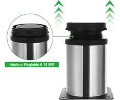 Fotelis Goyada 8 baldų kojelės, nerūdijančio plieno, apvalios, reguliuojamos, skersmuo 50 mm, aukštis 80 mm, reguliuojamo aukščio baldų kojelės sofai, spintelės stalui, stalo kojos, aukštis