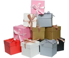 Gp Sup Kvadratinės dėžutės su dangteliais, 12 vnt., įvairiaspalvės, idealiai tinka dovanoms, gimtadieniui, pamergėms, vestuvėms, dienai, Kalėdoms, vakarėliui, dovanų dėžutė (įvairiaspalvės, 12 vienetų)
