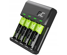 Objektyvas Green Cell Žalias Cell akumuliatorių įkroviklio ir 4x 2600 Aa R6 Nimh akumuliatorių rinkinys