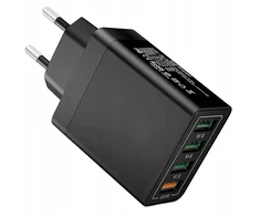 Greitasis tinklo įkroviklis 4x usb quick charge 3.0, juodas