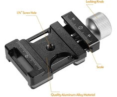 Greito atleidimo spaustukas, aliuminio lydinio kameros trikojo plokštelės spaustukas su 1/4" sriegio anga, skirtas arca standard rrs markins sirui