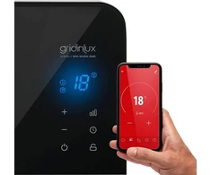 Gridinlux Homely Wifi elektrinis radiatorius Warm Juodas 2000 W programuojamas valdymas mobiliuoju telefonu per programėlę ir Wifi 2 galios lygiai mažas energijos suvartojimas atsparumas Ip24