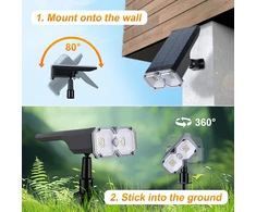 Grifema gd251-2, led saulės šviestuvai lauko sodui, 5 režimai, 3000 k šilta balta saulės prožektorius, 2 vnt. saulės šviestuvų rinkinys laukui, ip65 atsparus vandeniui sodo apšvietimas, skirtas takui, kiemui, vejai