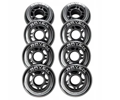 Grivel Juodi riedučių ratukai Raven 82a Pu 76mm, 8 vnt.