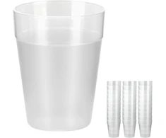 Grizzly daugkartinio naudojimo gėrimų puodelių rinkinys i 30 skaidrių gėrimų puodelių rinkinys 0,25 l i plastikinis i sukraunamas i indaplovėje plaunami plastikiniai puodeliai