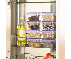 Grizzly plastikinių maisto produktų laikymo indelių rinkinys, 8 x stiklainiai su dangteliu, stačiakampiai, sukraunami, nedūžtantys, tinkami naudoti mikrobangų krosnelėje ir indaplovėje