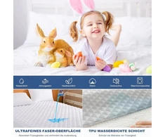 Čiužinys Grt neperšlampamas antčiužinis-apsauga 140 x 200 cm, antčiužinis su paklode, antčiužinio užvalkalas, kvėpuojantis baltas tylus audinys optimaliai apsaugai ir komfortui