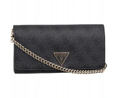 Guess Noelle Mini delninė, pagaminta iš ekologiškos odos, juodos spalvos su logotipu