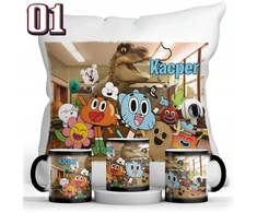 Gumball magiškas puodelis + pagalvė + vardo rinkinys