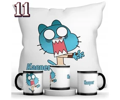 Gumball magiškas puodelis + pagalvė + vardo rinkinys
