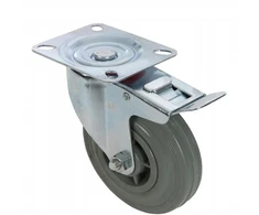 Guminis pasukamas ratukas su stabdžiu, 125 mm