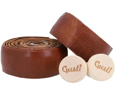 Gusti Leather vairo juosta - 2 x lipni vairo juosta 200 cm - gravel ir plento dviračio vairo juosta odinė su kamštiniu kamščiu patikimam sukibimui, medaus ruda