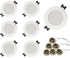 Gy 6 led įleidžiami prožektoriai su gu10 lizdu, ip65 įleidžiami šviestuvai vonios kambariui, virtuvei, led gu10 montavimo rėmas lubinis prožektorius baltas apvalus, lizdas mr16 led lemputėms, 35° pasukamas