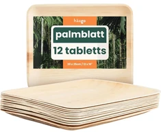 Haago 12 palmių lapų padėklų (25 x 30 cm, stačiakampiai) kompostuojami ir vienkartiniai - draugiški aplinkai piknikams ir lauke - tinkami šaldikliui ir mikrobangų krosnelei