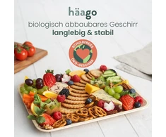 Haago 12 palmių lapų padėklų (25 x 30 cm, stačiakampiai) kompostuojami ir vienkartiniai - draugiški aplinkai piknikams ir lauke - tinkami šaldikliui ir mikrobangų krosnelei