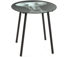 TV staliukas Haku Möbel staliukas, dizainas: juodas metalas, grūdintas stiklas, matmenys: aukštis 41 cm x skersmuo 40 cm, stilius: modernus