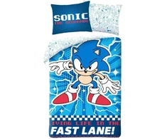 Halantex patalynės komplektas sonic the hedgehog - sonic - antklodės užvalkalas 140 x 200 cm su pagalvės užvalkalu 70 x 90 cm - 100% medvilnė, įvairiaspalvis