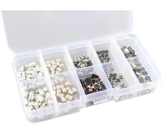 Haljia 250 vnt. 10 verčių taktilinių mygtukų rinkinys, mikro momentinis taktilinis smd asortimentas + plastikinis dėžutė
