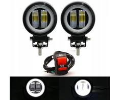 Halogeninis led cree žibintas su žiedu motociklui x2