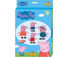 Hama Perlen 7965 Peppa Pig mažas dovanų rinkinys su apytiksliai 2000 spalvotų Midi karoliukų, kurių skersmuo 5 mm, smeigtukų plokštelė, įskaitant lyginimo popierių, kūrybinės rankdarbių pramogos jauniems ir seniems