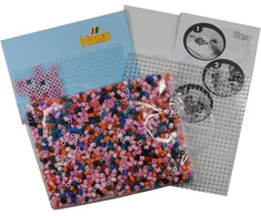 Hama Perlen 7965 Peppa Pig mažas dovanų rinkinys su apytiksliai 2000 spalvotų Midi karoliukų, kurių skersmuo 5 mm, smeigtukų plokštelė, įskaitant lyginimo popierių, kūrybinės rankdarbių pramogos jauniems ir seniems