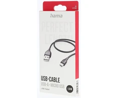 Hama Usb A į Micro Usb įkrovimo laidas, 1.5 m, juodas