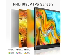 Hamtysan Nešiojamas monitorius 15.6 colių Fhd 1080p Usb C Hdmi žaidimų itin plonas Ips ekranas su išmaniuoju dėklu garsiakalbiu, Hdr Plug &amp; Play, išorinis monitorius nešiojamam kompiuteriui