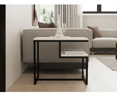 TV staliukas Hanah Home modernus baltas kavos staliukas, 60 x 52 x 40 cm, 100% melaminu dengta medžio drožlių plokštė, 18 mm storio, stilingas ir funkcionalus dizainas bet kuriai gyvenamajai erdvei