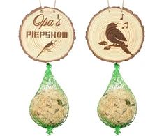 Handmade 6 dovanų rinkinys seneliui, sodo dovana seneliui gimtadienio proga, pagaminta iš medžio, dvipusis raštas, riebalų kamuoliukų laikiklis su 5 tinklelio maišeliais, laukinių paukščių lesyklėlė, senelio "beep Show" pakabinama