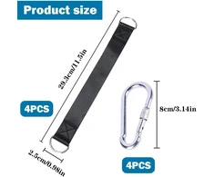 Hanging Kit Hammock, 4 dalių hamako tvirtinimo sūpynės, pakabinimo priedas nailoninis pakabinimo dirželis su 4 karabinais D formos žiedais vidaus lauko sūpynių hamakams
