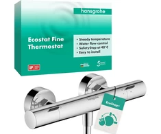 Hansgrohe Ecostat Fine 13324000 potinkinis dušo termostatas su Ecostop+, dušo maišytuvas su apsaugos užraktu (safetystop) ties 40 °c, termostatas dušui, maišytuvas 1 vartotojui, chromas