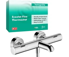 Hansgrohe Ecostat Fine 13325000 potinkinis vonios termostatas su apsauginiu užraktu (safetystop) ties 40 °c, termostatas voniai, maišytuvas 2 vartotojams, chromas
