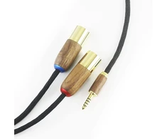 Hansnby 4,4 mm subalansuotas vyriškas į 2 Xlr vyriškas dvigubas Xlr vyriškas audio adapterio kabelis 4,4 mm subalansuotas kabelis 6n Occ vario sidabruotas kabelis riešutmedžio medinis korpusas 1 m/3,3 pėdos/39 coliai