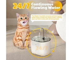 Happy &amp; Polly kačių fontanas - 2.2 l kačių fontanas vidaus patalpoms, 24/7 veikiantis naminių gyvūnų fontanas katėms šunims, vandens dozatorius - čiaupo kačių fontanas su stipria filtravimo sistema
