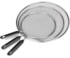 Hatanse 3 vnt. apsaugų nuo purslų rinkinys, nerūdijančio plieno keptuvių dangčiai, virtuvės keptuvių apsaugos nuo aliejaus su rankena, 19 cm, 25 cm, 29 cm skersmens, tinka įvairioms keptuvėms