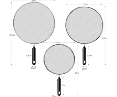 Hatanse 3 vnt. apsaugų nuo purslų rinkinys, nerūdijančio plieno keptuvių dangčiai, virtuvės keptuvių apsaugos nuo aliejaus su rankena, 19 cm, 25 cm, 29 cm skersmens, tinka įvairioms keptuvėms