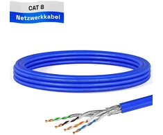 Hb-digital 5 m Cat 8.1 tinklo kabelis, instaliacinis kabelis, duomenų kabelis, ethernet, lan kabelis cat.8, iki 40 gbit/s, varinis s/ftp, 2000 mhz, pimf, lszh cat8, be halogenų, atitinka rohs, awg 22/1, mėlynas