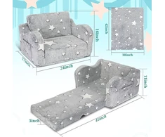 TV staliukas Hb.ye vaikiška sofa-lova mini kėdė 2-in-1 sulankstoma vaikiška kėdė poilsio kėdė minkšta kėdė (pilka)