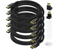 Hdmi 2.0 Kabelių Rinkinys 2m - 5 vnt., 4k@60hz, Pintas Nailonas