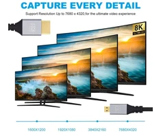 Hdmi 2.1 kabelis 0.5m, Micro Hdmi - Hdmi, 8k 60hz, 4k 120hz