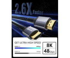 Hdmi 2.1 kabelis 8k 48gbps 2.5m, 8k@60hz, 4k@144hz, Hdr, Earc