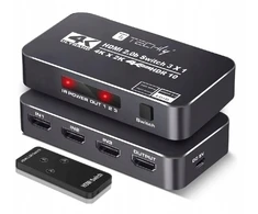 Šakotuvas Hdmi jungiklis Techly Hdmi 2.0b 3x In, 1x Out 4k60hz su Ir nuotolinio valdymo pulteliu