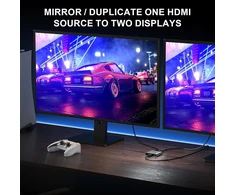 Hdmi skirstytuvas 1 įvestis į 2 išvestis 4k, Avidgram hdmi 2 prievadų skirstytuvas su automatiniu, kopijavimo ir fiksuotu režimu dvigubam identiškam ekranui, suderinamas su XBOX, ps4 pro, ps5 (pilkas)