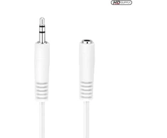 Hdsupply Ac016-025 audio stereo ilgintuvas, 3,5 mm kištukas į 3,5 mm lizdą, itin plonas dizainas, 2,50 m, baltas