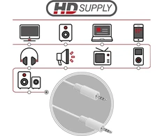 Hdsupply audio kabelis 3.5 mm jack į 3.5 mm jack 1.00 m baltas