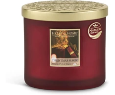 Heart &amp; Home - natūralaus sojų vaško pagrindo kvapni žvakė namams - elipsė su 2 dagčiais Christmas Magic - degimo trukmė 40 valandų - dovana, dekoracija ir kvapas namams - stiklas