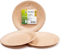 Heku 210 dalių ekologiškas vienkartinių indų rinkinys 'be Žalias', sertifikuotas pagal fsc, vokiška kokybė, 100% biologiškai skaidus, su lėkštėmis, stalo įrankiais, servetėlėmis, popieriniais puodeliais, idealus renginiams ir vakarėliams