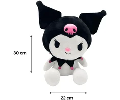 Hello Kitty minkštas žaislas 30 cm - Kuromi dizainas iš Sanrio pliušinių žaislų kolekcijos | Minkštas Hello Kitty pliušinis žaislas, puikiai tinkantis gerbėjams ir kolekcionieriams, Hello Kitty pliušinis žaislas vaikams ir suaugusiems