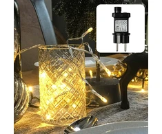 Hellum 150759 lauko led girlianda, 120 šiltai baltų led lempučių, skirta naudoti viduje ir lauke, su laikmačiu, maitinama iš elektros tinklo, 11,90 m apšviestas ilgis su skaidriu kabeliu
