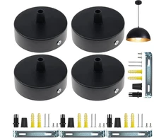 Pakabinamas šviestuvas Helweet lubų gaubtas, lubų gaubtas pakabinamam šviestuvui, gaubto dangtelis, metalinis lubų gaubtas, metalinis spaustuko antgalis, gaubto lempa, 4 vnt. pakuotė, 80 x 25 mm